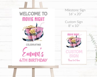 Editable Movie Party Welcome Sign Customisable Movie Night Party Sign Editable Party Sign Printable Movie Party Welcome Sign - MNP6