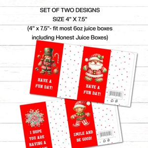 Christmas Juice Box Labels Christmas Juice Carton Labels Template Christmas Drink Box Label Instant Download Print 2 Designs Included