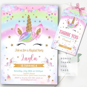 Editable Unicorn Birthday Invitation Template Unicorn Invitation Unicorn Party Invitation Editable Rainbow Unicorn Invitation - TUP5