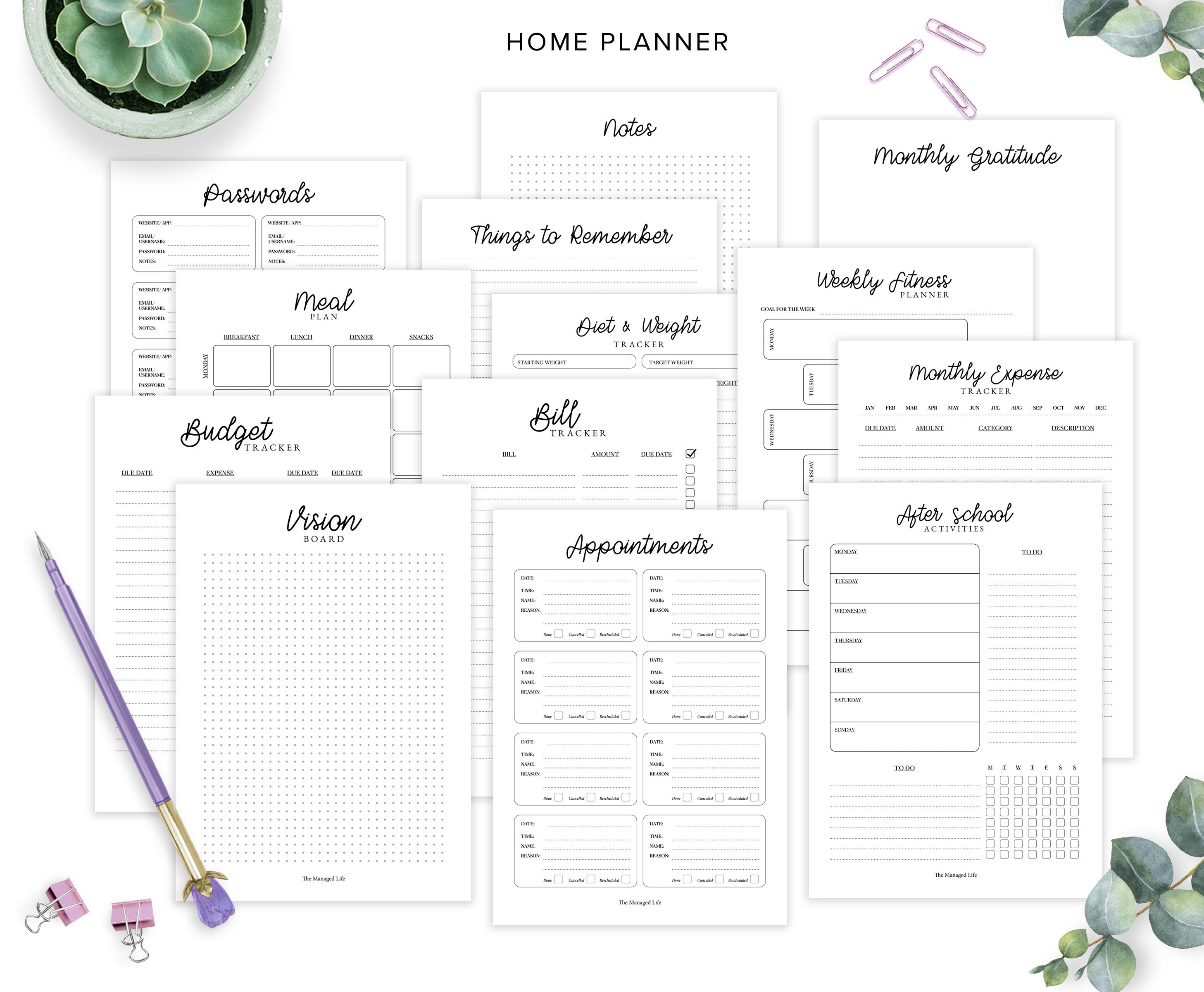 Home Planner Printable Family Home Organization Binder Bundle Expense ...
