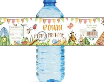 Insects Party Bottle labels that you edit and easily print yourself Insect Water bottle labels Editable bottle labels Printable labels  BPI4