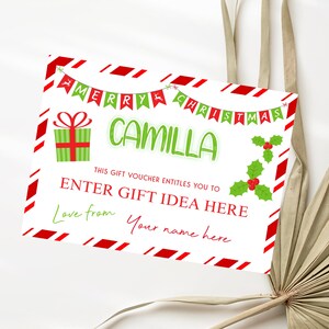 Editable Christmas Voucher Christmas Gift Certificate Template Printable Editable Gift Card Christmas Voucher Template Instant Download
