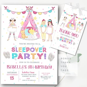 Sleepover Invitation Sleepover Birthday Slumber Party Invitation Glamping Birthday Invitation Digital Download Printable Template SPT9