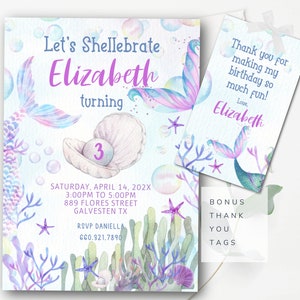Editable Under The Sea Invitation Mermaid Tails Invitation Mermaid Invitation Mermaid Under The Sea Birthday Invitation Instant Download