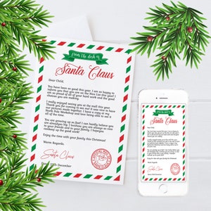 Carta oficial de Papá Noel Carta de descarga instantánea editable de Papá Noel Carta personalizada Carta oficial de Papá Noel