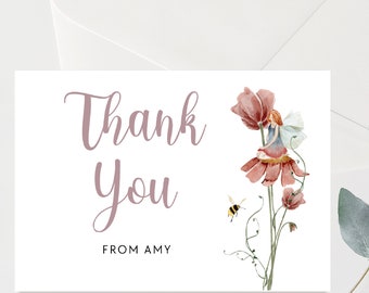 Fairies Birthday thank you card Fairy Birthday Card Fairy Birthday Card Editable Woodland Fairies Birthday Thank you tag Instant download EF