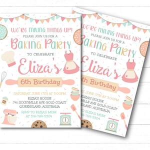 Editable cupcake baking birthday Invitation template Cake Bake Birthday Invitation Cooking Birthday Party Bake It Birthday Invite - BBP1