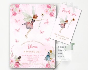 Fairies Birthday Invitation Editable Fairies Invitation Editable Pink Fairy Invitation Girls Fairy Birthday Invitation Instant Download  EF