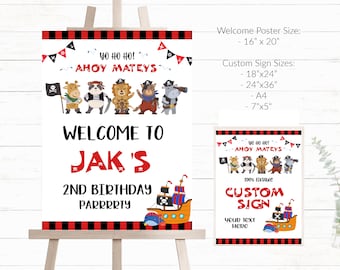 Pirate Party Welcome Sign Pirate Party Signs Pirate Birthday Welcome Sign Editable Pirate Party Sign Pirate Welcome and Custom Signs - PBP3