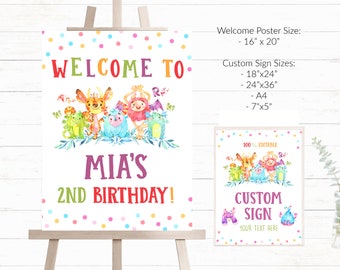 Little Monsters Birthday Welcome Sign Little Monsters Party Sign Personalised Monsters Party Sign Editable Monster Sign Template  - LMP7