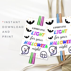 Halloween Treat Glow Stick Holder Halloween Glow Stick Tags Glow Stick Printable Holder Glow Stick Gift Tag Glowstick Template Halloween