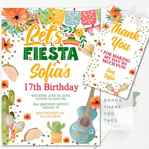 Editable Fiesta Birthday Invitation Mexican Birthday Invitation Editable Girls Invitation Botanical Invitation Birthday Mexico Invitation