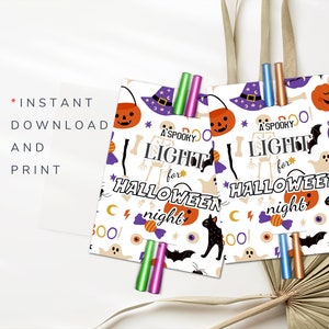 Halloween Treat Glow Stick Holder Halloween Glow Stick Tags Glow Stick Printable Holder Glow Stick Gift Tag Glowstick Template Halloween