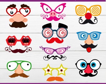 Glasses Party Props. crazy glasses photo booth props Glasses printable props for photos Funny Glasses party decor Party glasses printables