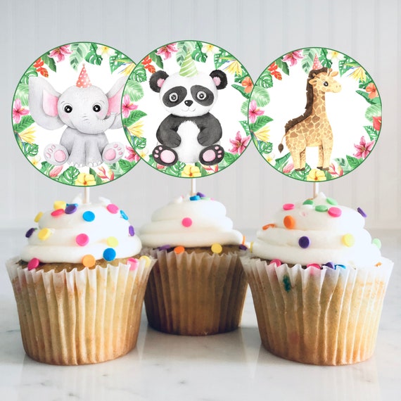 ZOO PARTY cupcake toppers for instant printing Toppers ANIMAL cake