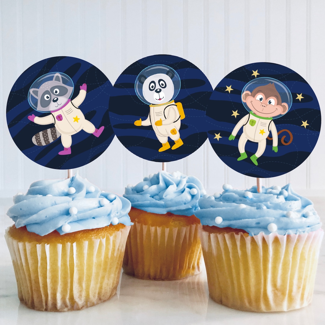 Outer Space Cupcake Toppers for Instant Printing, 33 Outer Space Cake Toppers, Cupcake Party ...