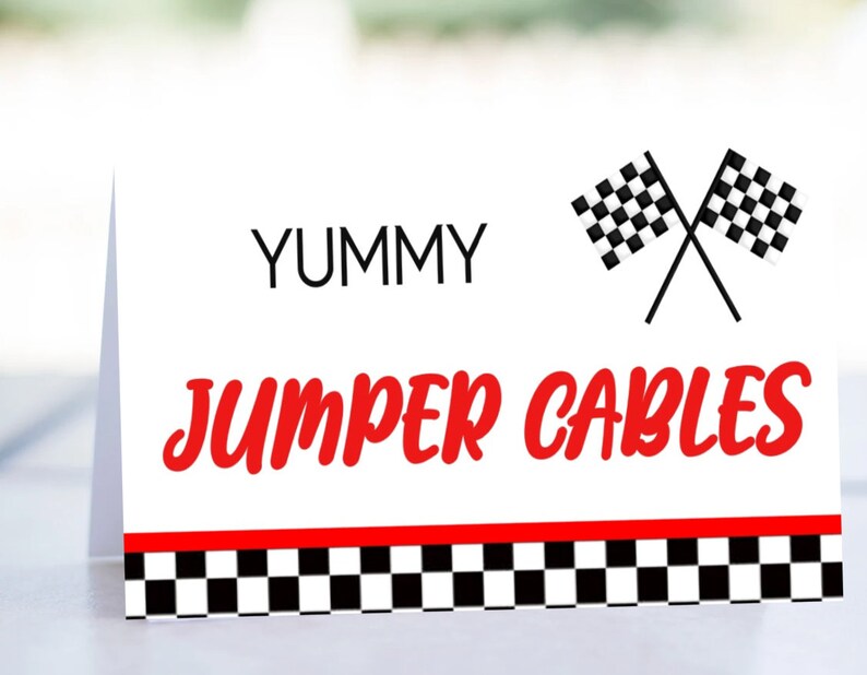 Editable Racing Birthday Signs Printable Car Race Party Signs x 5 to print or edit. Car Racing Table Signs Racing Party Bag Toppers RC image 3