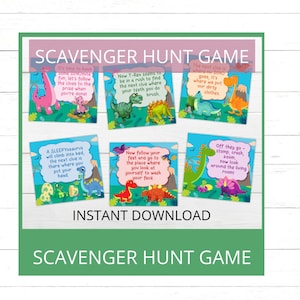 Dinosaur Party Scavenger Hunt Game Print Instantly or Edit the Text Dinosaur Treasure Hunt Game Instant Download Dinosaur Birthday Games