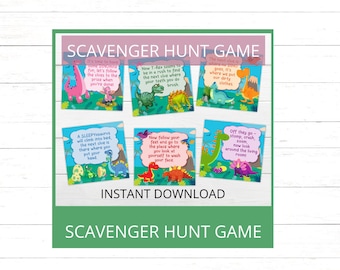 Dinosaur Party Scavenger Hunt Game Print Instantly or Edit the Text Dinosaur Treasure Hunt Game Instant Download Dinosaur Birthday Games