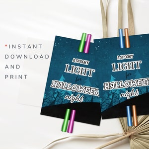 Halloween Treat Glow Stick Holder Halloween Glow Stick Tags Glow Stick Printable Holder Glow Stick Gift Tag Glowstick Template Halloween