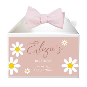 Etiqueta editável da caixa de presente do empena do aniversário da margarida Boho Etiqueta da caixa do empena da margarida Blush Etiquetas da caixa do favor do aniversário da margarida para download instantâneo DO
