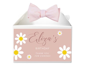 Editable Daisy Birthday Gable Gift Box Label Boho Daisy Gable Box Label Blush Daisy Birthday Favor Box Labels for Instant Download DO