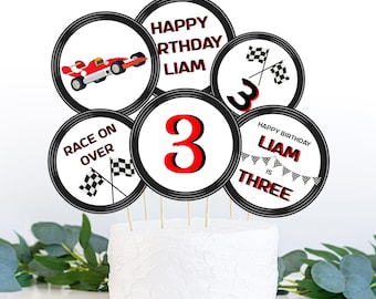 Racing verjaardag cupcake toppers bewerkbare racewagen feestdecor Racing verjaardag middelpunt 9 moderne caketoppers decor verjaardag RC