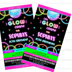 Disco Party Einladung Girls Disco Geburtstags-Party Einladung Glow-Geburtstags-Einladung Disco-Geburtstags-Einladung Neon Disco-Karte-Einladung