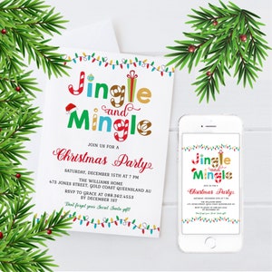 Invito natalizio Jingle Mingle modificabile Invito natalizio istantaneo per smartphone Invito festa di Natale Invito natalizio con invio immediato