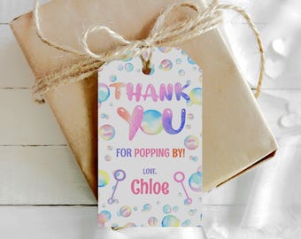 BUBBLE Birthday Party Thank You Tags Bubble Favor Tags Personalized Thank You Tags Bubble Party Gift Tags - BBP3