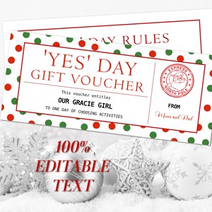 Modèle de chèque-cadeau de Noël imprimable pour le jour du oui à éditer, télécharger et imprimer Modèle de chèque-cadeau de Noël pour chèque-cadeau