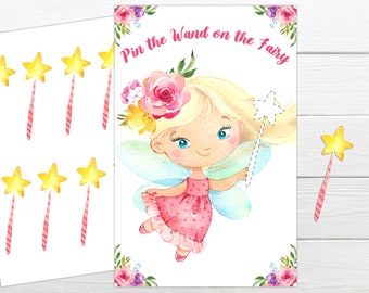 Party games for girls, Pin the Wand on the Fairy printable birthday game Instant download  Printable party game Fairy birthday party game