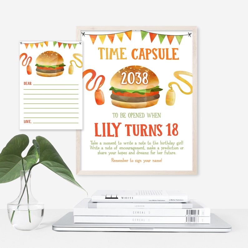 BBQ Grill and Chill Birthday Time Capsule, Editable Instant download Time Capsule. 1st Birthday BBQ, First Birthday BBQ time capsule BBQ3 image 2