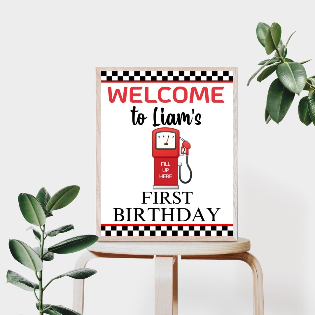Editable Racing Birthday Party Welcome Sign Editable Car Race Birthday ...