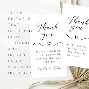 Etiquetas de regalo editables Cualquier ocasión Etiquetas de agradecimiento minimalistas Etiquetas de favor editables Impresión instantánea Etiquetas de agradecimiento en blanco y negro Descarga instantánea