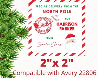 Christmas Gift Labels Christmas Label Stickers in 3 sizes Editable Labels Christmas Shipping Labels Santa Labels Xmas Gift Package Labels