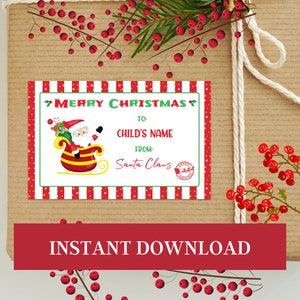 Christmas Gift Label Design in 3 sizes - Instant Download Christmas Package Labels Editable Labels Christmas Shipping Labels Santa labels
