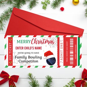 Druckbare Bowlingspiel Weihnachtsgeschenk Ticket Vorlage Bearbeitbare Festliche Bowling Gutschein Ticket Weihnachten Ten Pin Bowling Gutschein Vorlage
