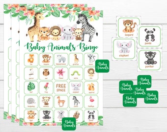 Bingo Game Instant Print Party Bingo for Kids Instant Download Party Games for Kids Animal Theme Party Games Printable Birthday Bingo