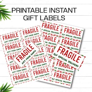 Printable Christmas Labels Ready-To-Print Santa Mail Labels Fragile Gift From Santa Label Christmas Shipping Labels Instant Download PDF