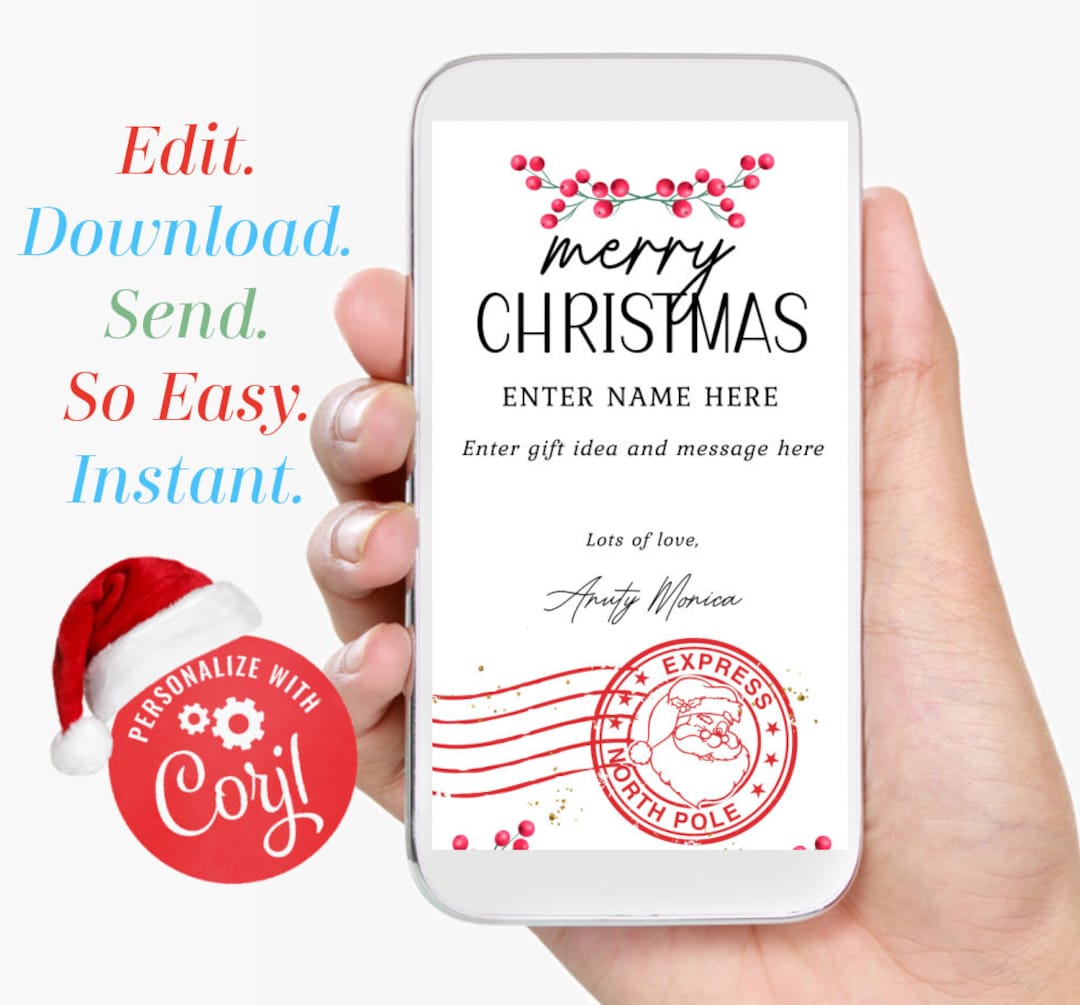 Christmas Text Gift Card Template Christmas Gift Ticket Template ...