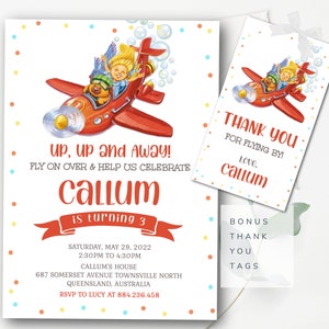 Airplane Invitation Editable Plane Invitation Airplane Birthday Invitation Airplane Theme Party Up Up and Away Invitation - APP4