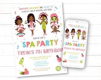 Pamper Party Birthday Invitation Girls Spa Party Invitation Beauty Salon Party Tween Mani Pedi Birthday Invite Beauty Party  - SBP5