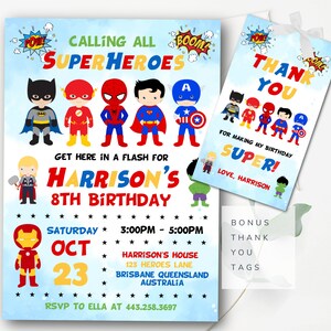 Superhero Birthday Invitation Superhero Party Invitation Superhero Printable Invitation in Two Designs Editable in Corjl INSTANT DOWNLOAD