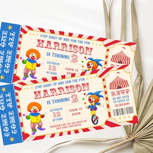 Clowns Geburtstagskarte-Einladung Jungen Karneval-Einladungs-Einladungskarte Geburtstagseinladung Zirkus-Clowns, Einladung, Big Top-Party