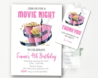 Editable Movie Night Invitation Movie Birthday Invitation Editable Movie Invitations Movie Night Birthday Invites Instant Download  - MNP6