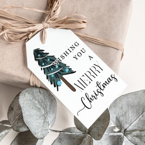 Etichette regalo di Natale modificabili Cartoline di bomboniere per albero di Natale modificabili Cartolina di Natale modificabile Etichette di Natale stampabili Stampa modificabile e istantanea