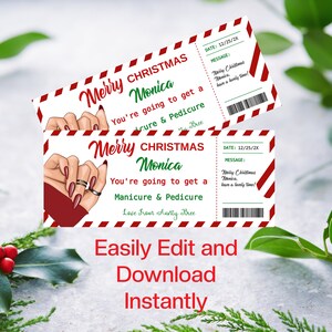 Buono regalo modificabile per salone di bellezza, modello di buono regalo di Natale per manicure Buono regalo modificabile per centro benessere natalizio, buono regalo per coccole