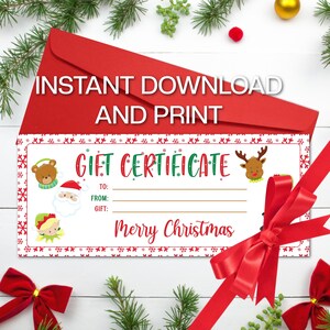 Modello modificabile di buono regalo di Natale per buono regalo Buono di biglietto regalo Modello di buono regalo di Natale da modificare, scaricare e stampare immediatamente
