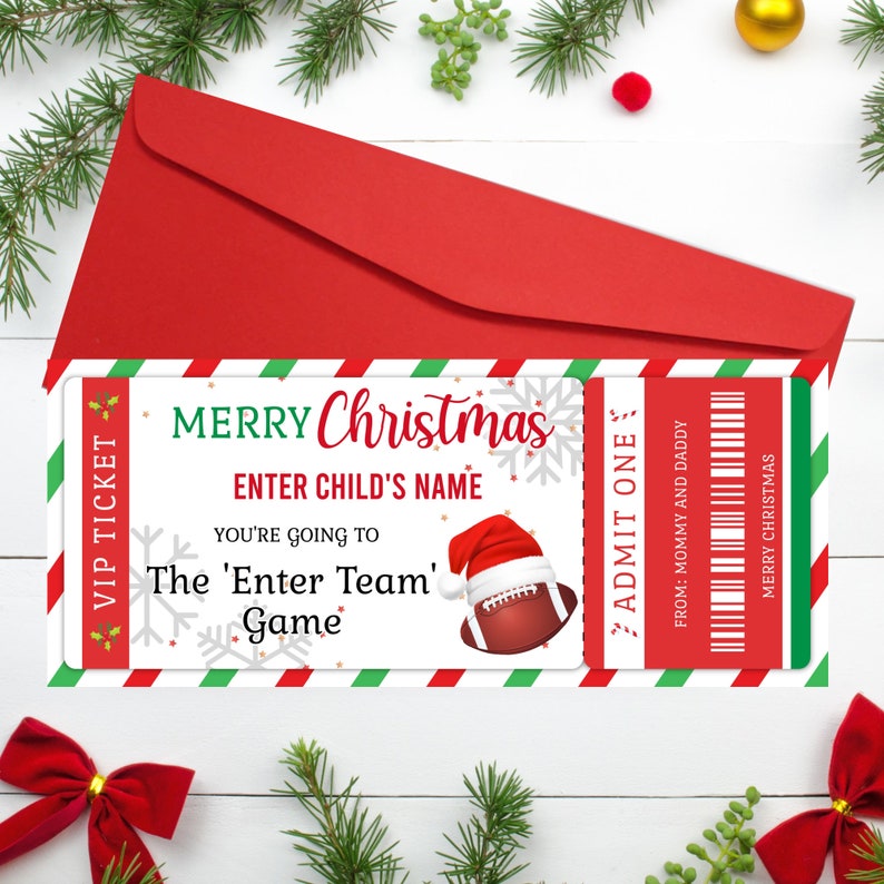 Printable Christmas Football Game Ticket Template (DIY Edit) - Etsy UK